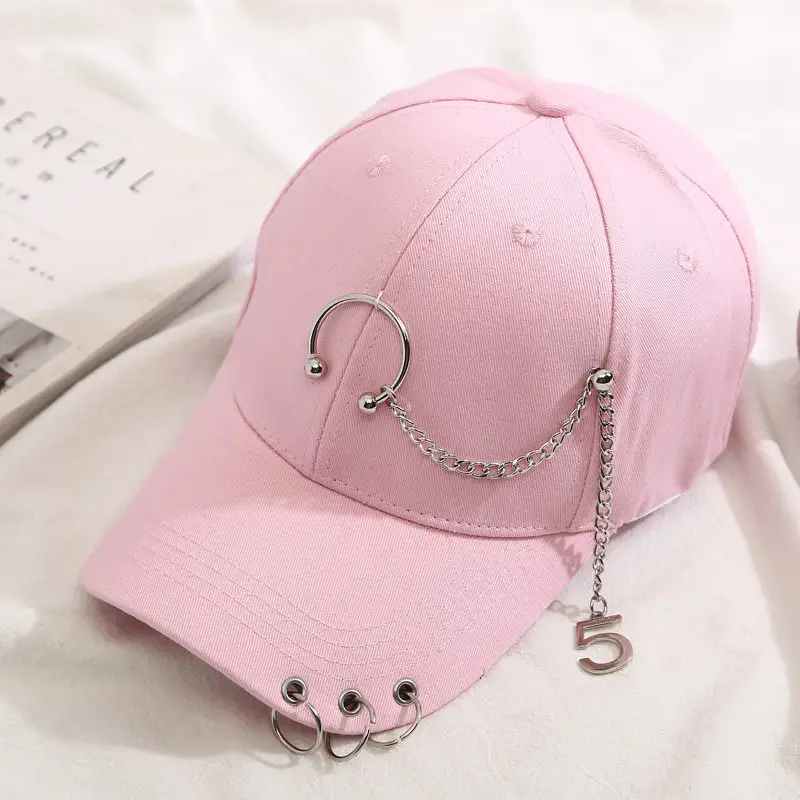 Black Korean Style Duck Hat with Hoop & Chain - Image 6