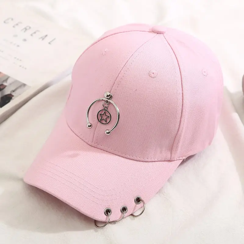 Black Korean Style Duck Hat with Hoop & Chain - Image 9