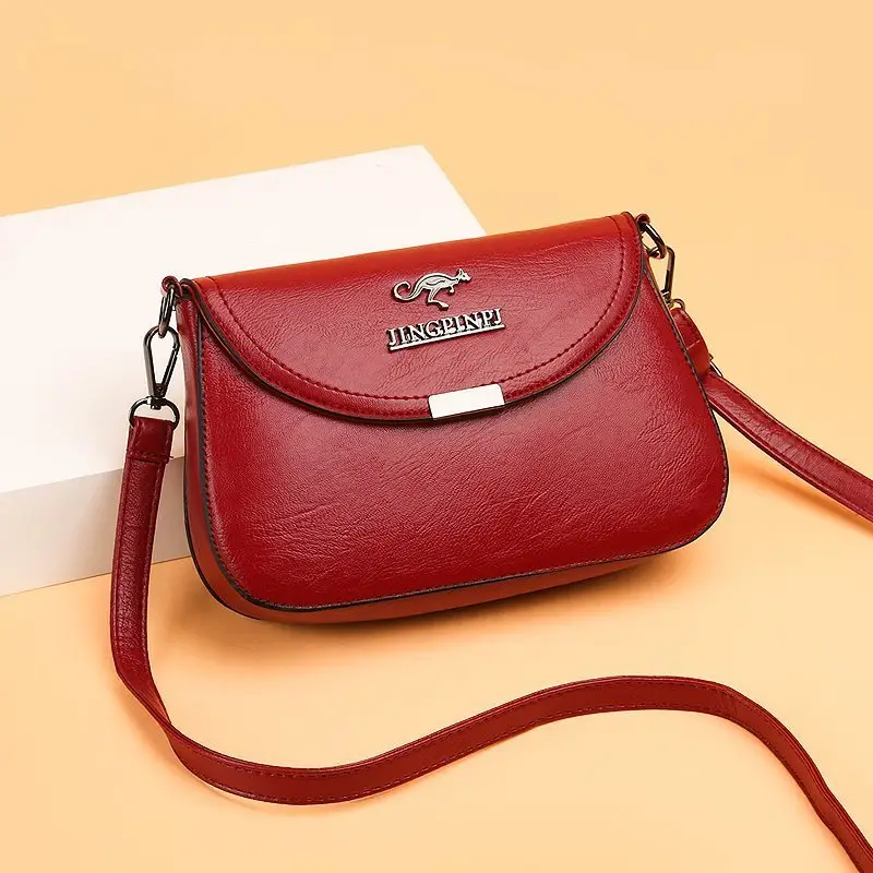 Red Women's Crossbody Bag with Soft Leather Texture - Image 6