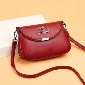Red Women's Crossbody Bag with Soft Leather Texture - Image 3
