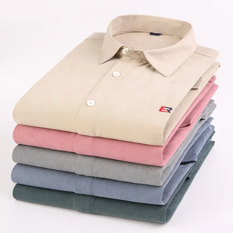 Dongyu Men's Long Sleeve Tan Shirt with Embroidered Logo - Image 11