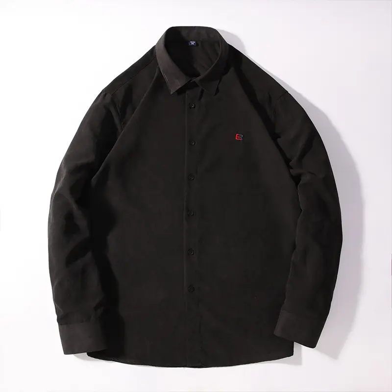 Dongyu Men's Long Sleeve Tan Shirt with Embroidered Logo - Image 12