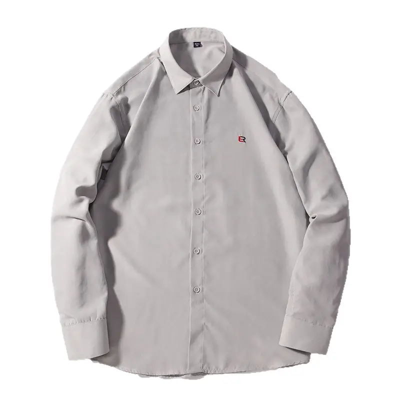 Dongyu Men's Long Sleeve Tan Shirt with Embroidered Logo - Image 13