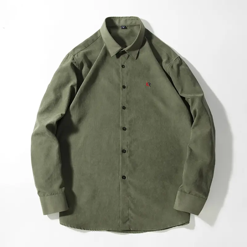 Dongyu Men's Long Sleeve Tan Shirt with Embroidered Logo - Image 5