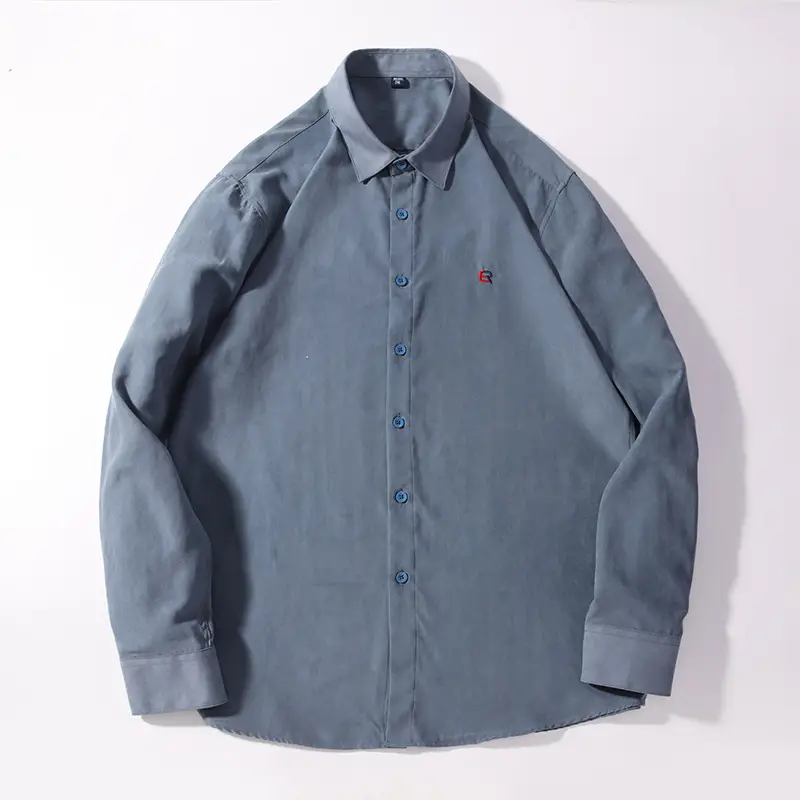 Dongyu Men's Long Sleeve Tan Shirt with Embroidered Logo - Image 8