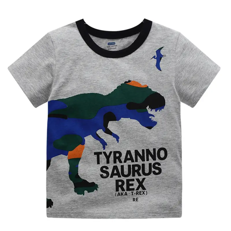 Yellow T-Shirt for Boys with T-Rex on Bike Design - Image 3