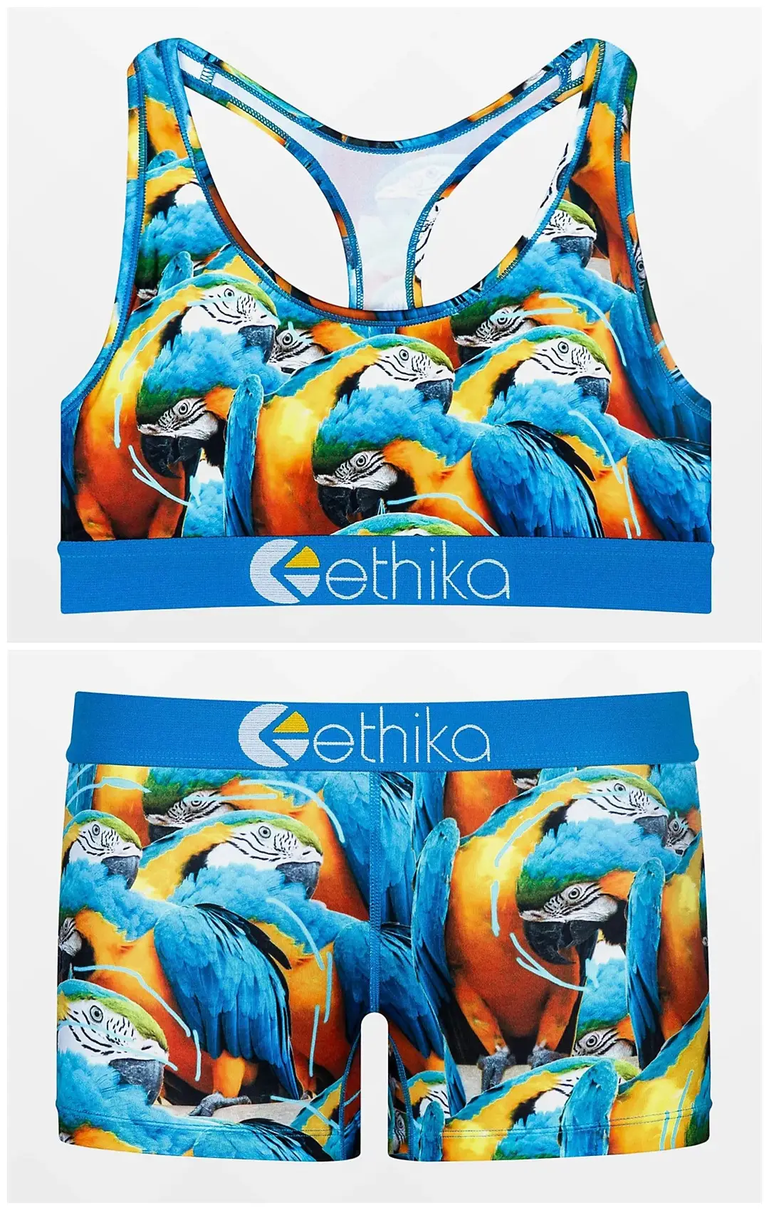 Ethika Printed Yoga Suit Women Parrot Design Shorts Set - Image 12