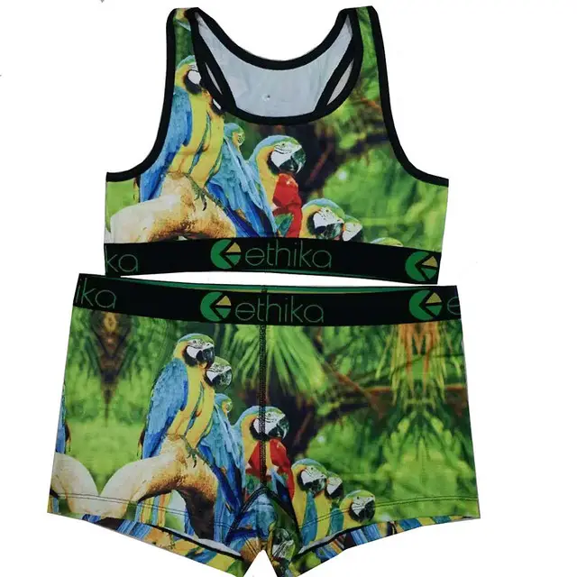 Ethika Printed Yoga Suit Women Parrot Design Shorts Set - Image 9