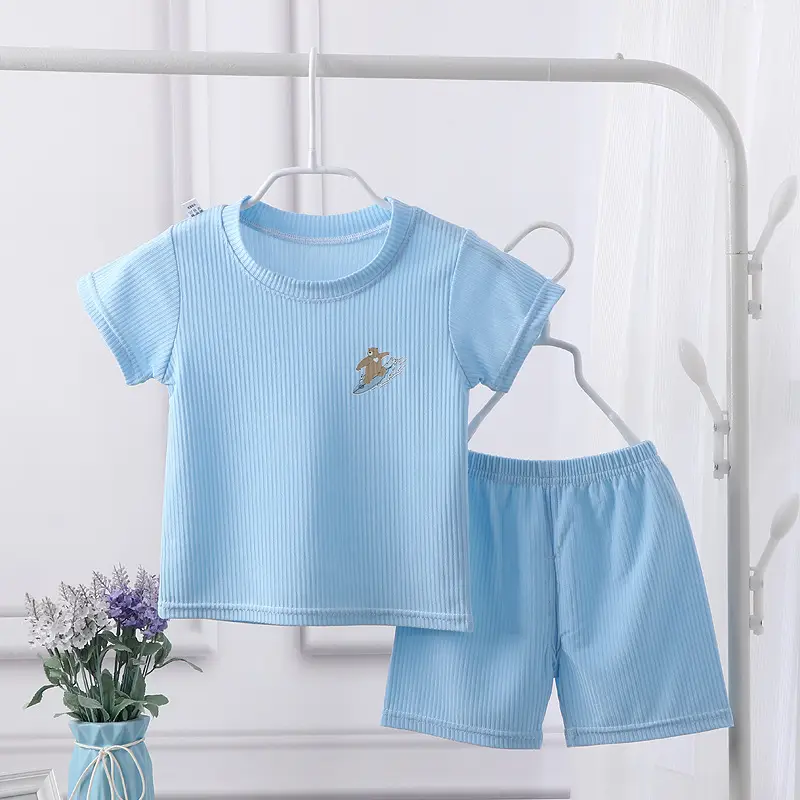Light Blue Kids Summer T-Shirt & Shorts Set - Image 3