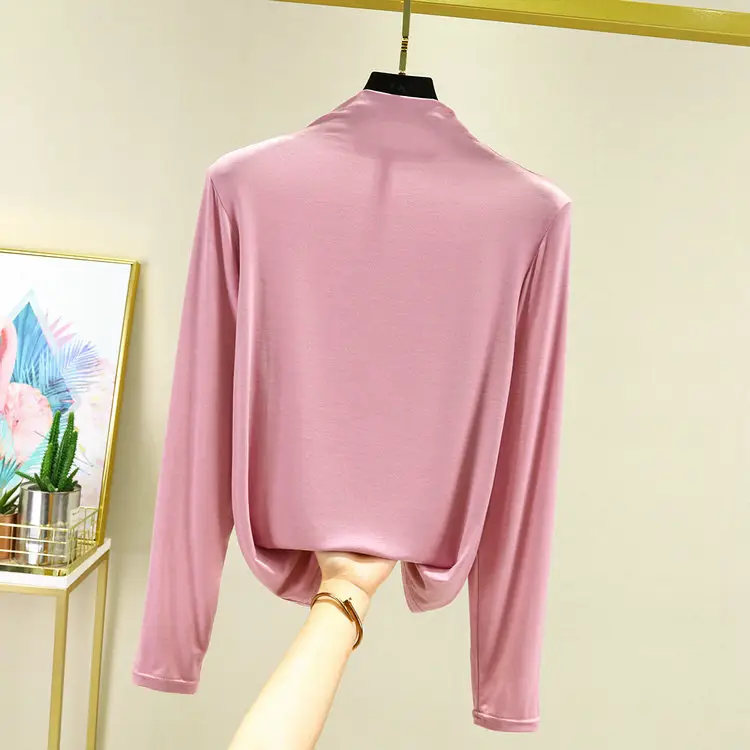 Black Long Sleeve Collar T-Shirt Women Spring Autumn - Image 2