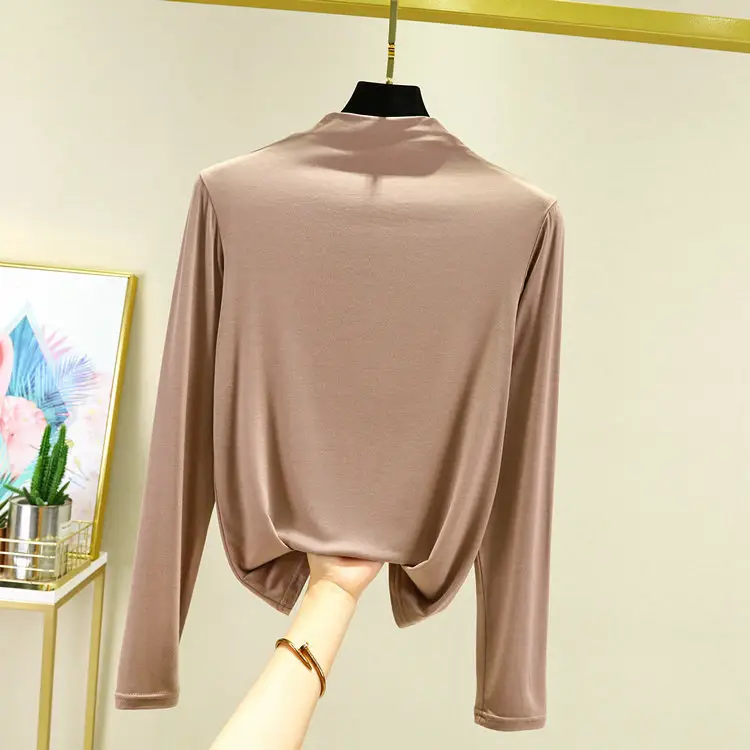 Black Long Sleeve Collar T-Shirt Women Spring Autumn - Image 3