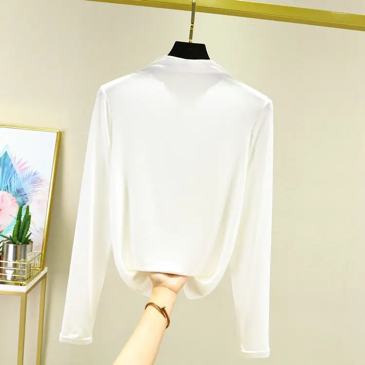 Black Long Sleeve Collar T-Shirt Women Spring Autumn - Image 4
