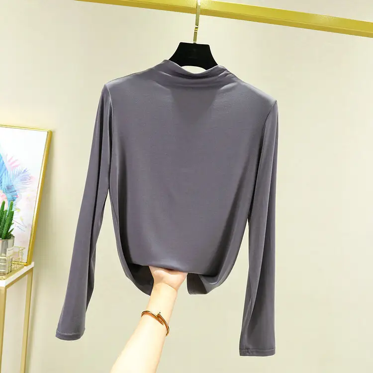 Black Long Sleeve Collar T-Shirt Women Spring Autumn - Image 8