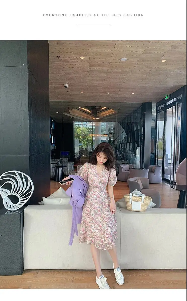 2024 Floral Chiffon V-Neck Dress for Women — feature 11