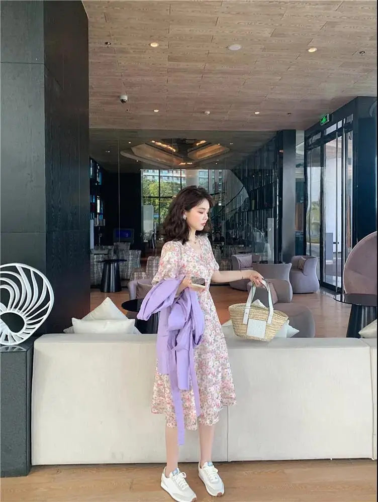 2024 Floral Chiffon V-Neck Dress for Women — feature 14
