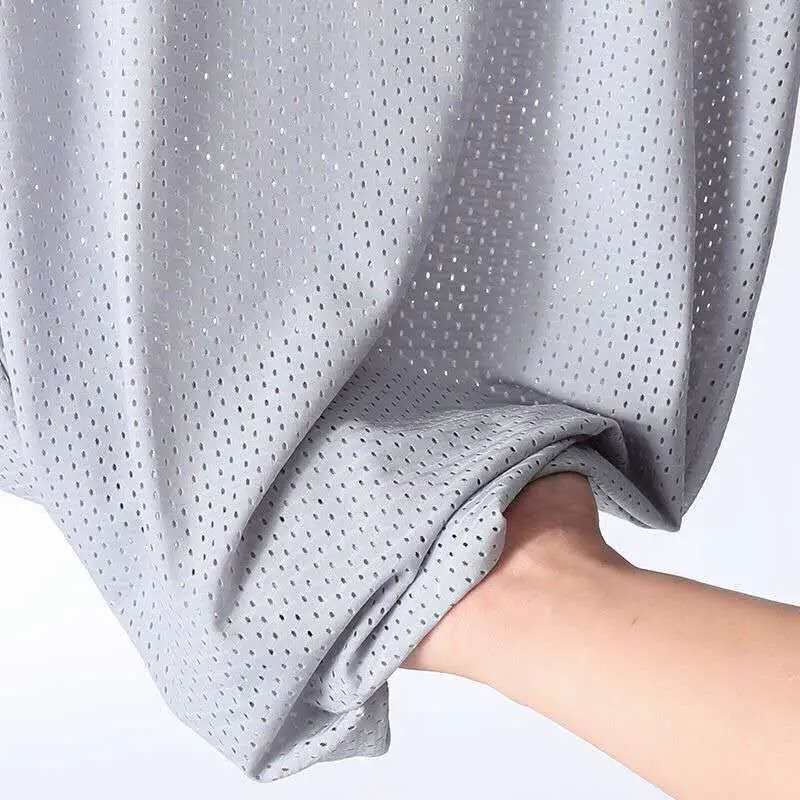 Men Ice Silk Mesh T-Shirt Grey Slim Fit - Image 8
