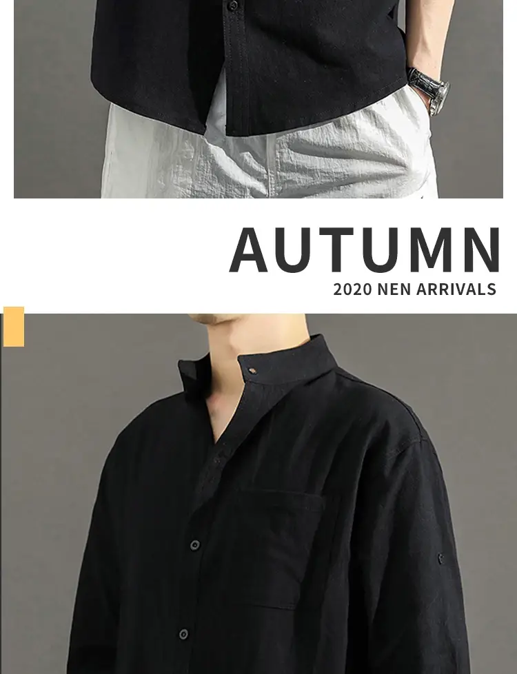 Men's White Linen Button-Up Shirt Loose Fit — feature 19