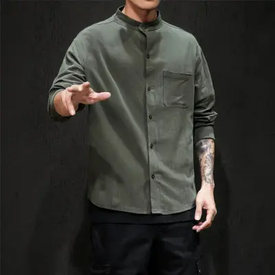 Men's White Linen Button-Up Shirt Loose Fit - Image 5