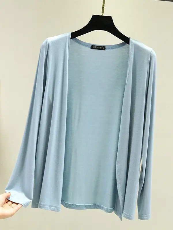 Women's Light Blue Modal Shoulder Cardigan 2023 Summer - Image 9