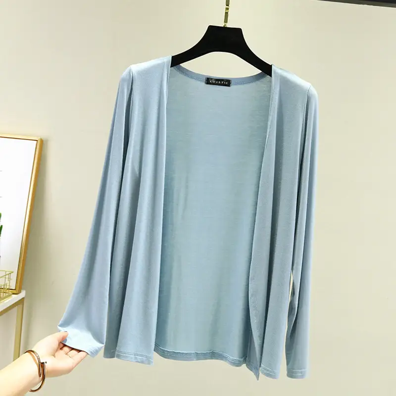 Women's Light Blue Modal Shoulder Cardigan 2023 Summer - Image 4