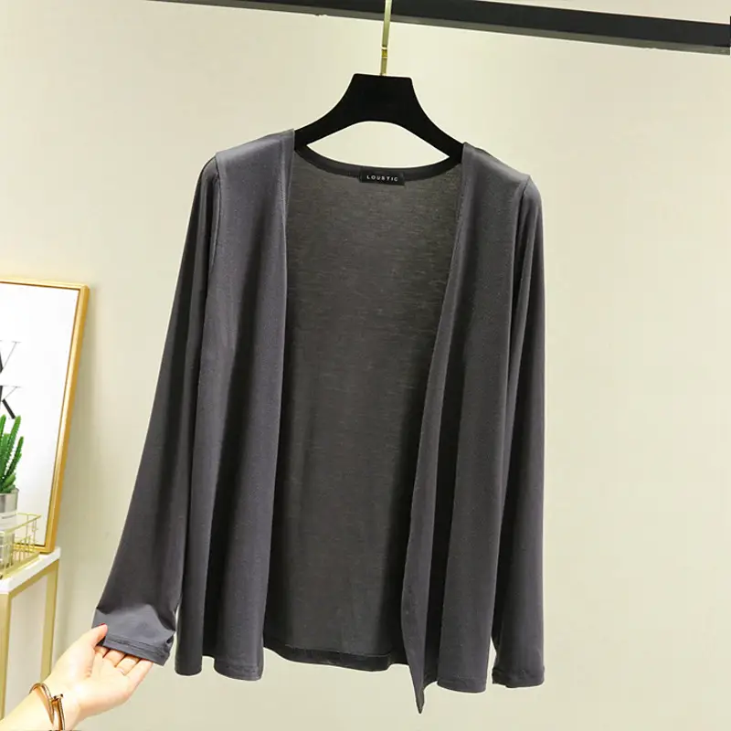Women's Light Blue Modal Shoulder Cardigan 2023 Summer - Image 6