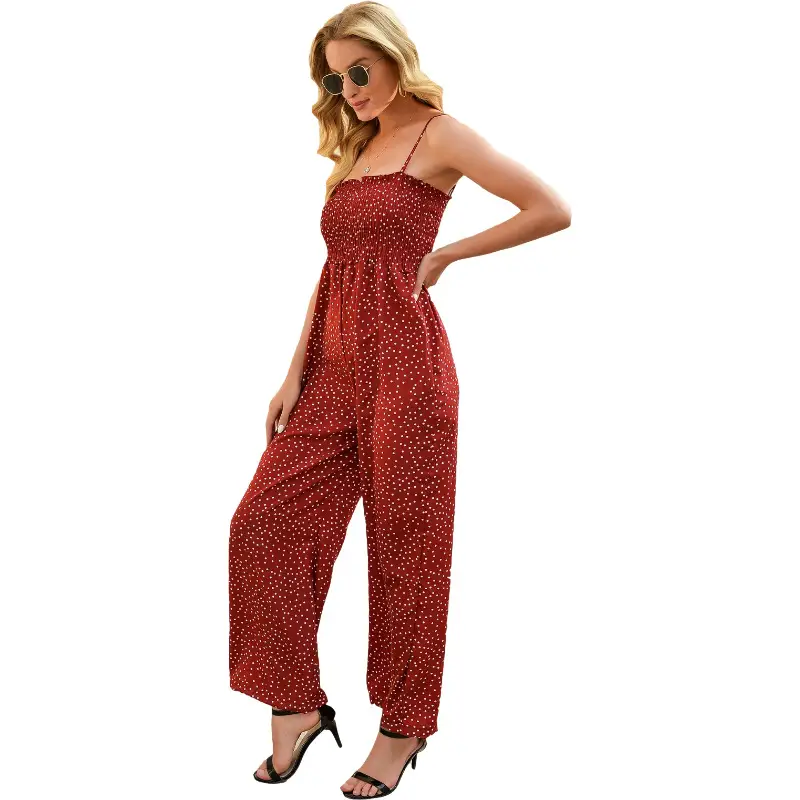 Women's 2023 Printed Wide Leg Pants Set Brown - Image 9