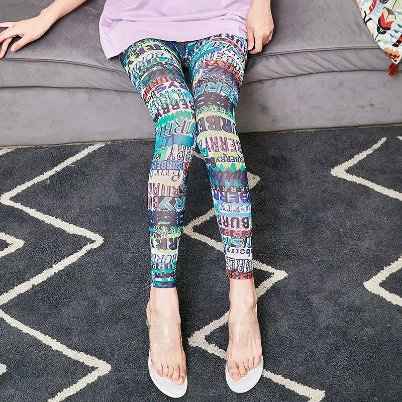 Joker Stretch Korean Letter Leggings White - Image 14