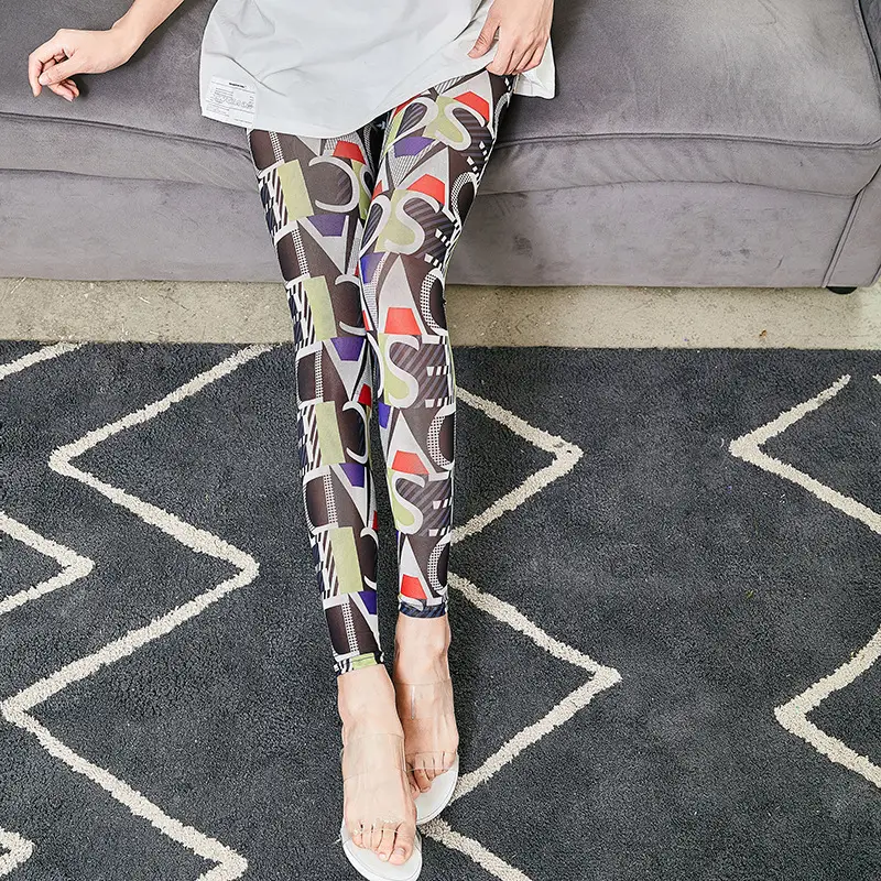 Joker Stretch Korean Letter Leggings White - Image 16