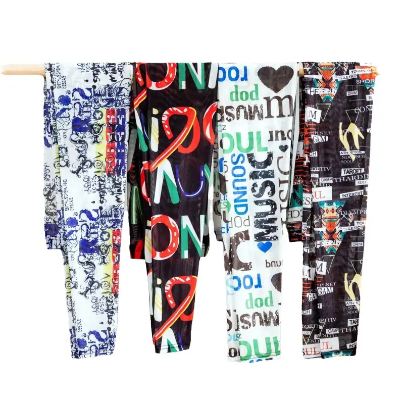 Joker Stretch Korean Letter Leggings White - Image 17