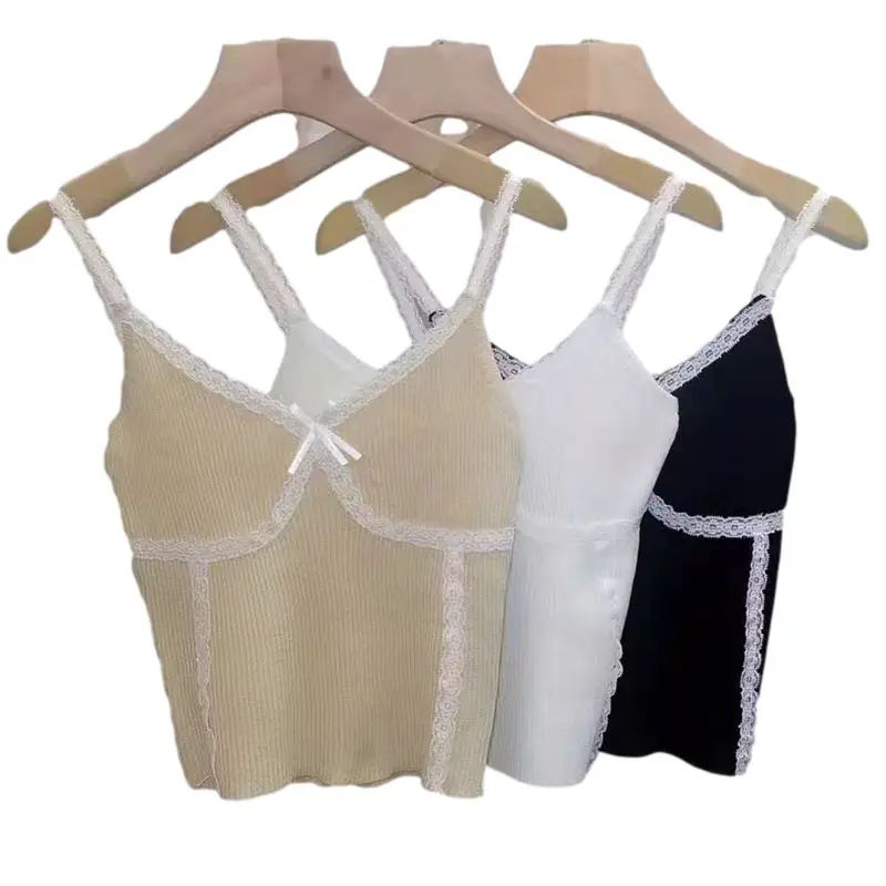 Women's Beige Lace Trimmed Camisole Top - Image 8