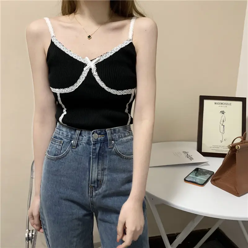 Women's Beige Lace Trimmed Camisole Top — feature 11