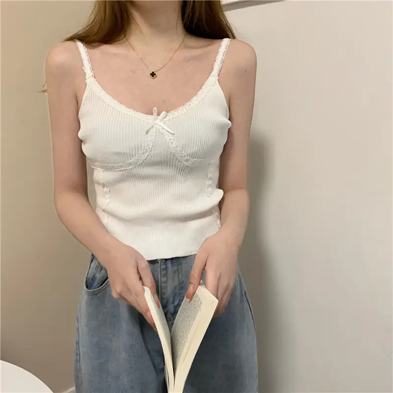 Women's Beige Lace Trimmed Camisole Top — feature 13