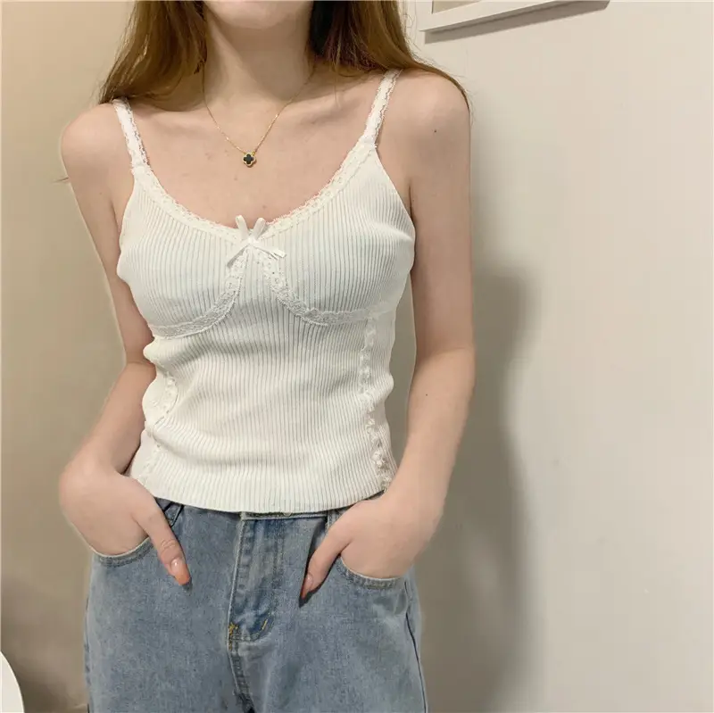Women's Beige Lace Trimmed Camisole Top — feature 14