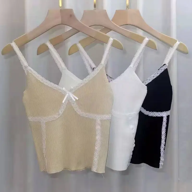 Women's Beige Lace Trimmed Camisole Top — feature 5