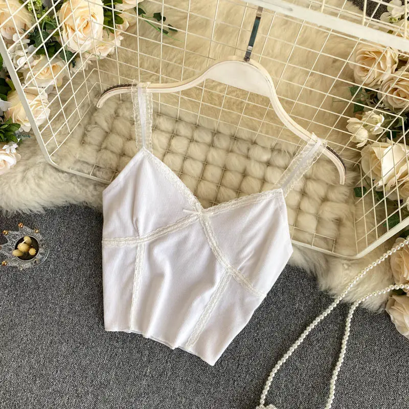 Women's Beige Lace Trimmed Camisole Top — feature 6
