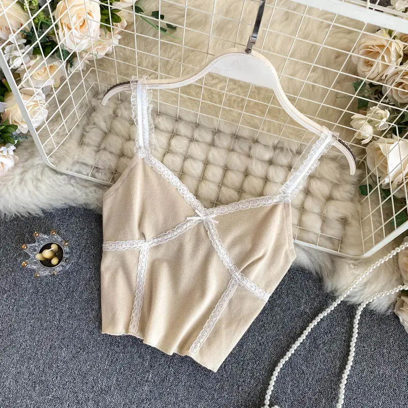 Women's Beige Lace Trimmed Camisole Top — feature 7