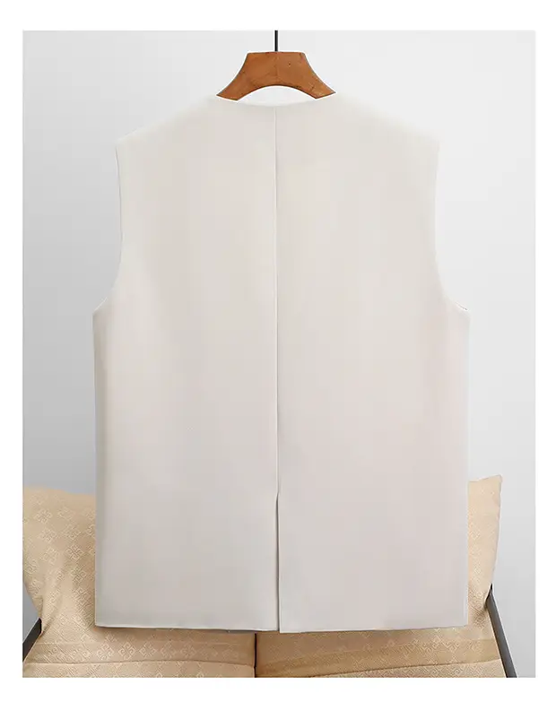 Women's Black Sleeveless V-Neck Vest 2025 Spring — feature 9