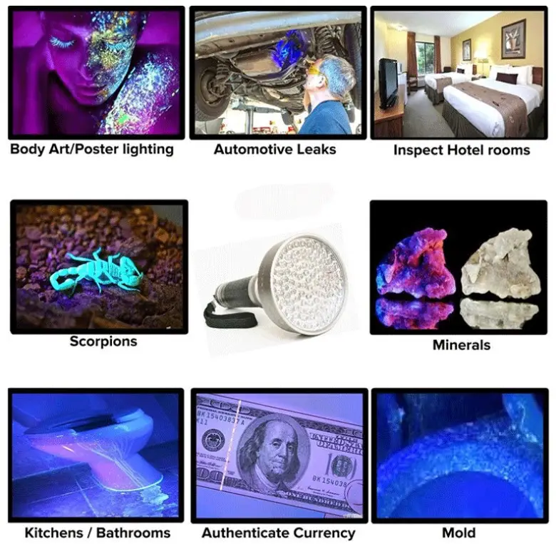 100 Led UV Flashlight Purple Smoke Detection Lamp — feature 42