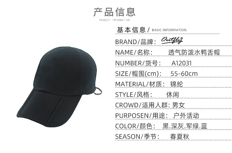 Black Foldable Rainproof Cap for Outdoor Travel — feature 16