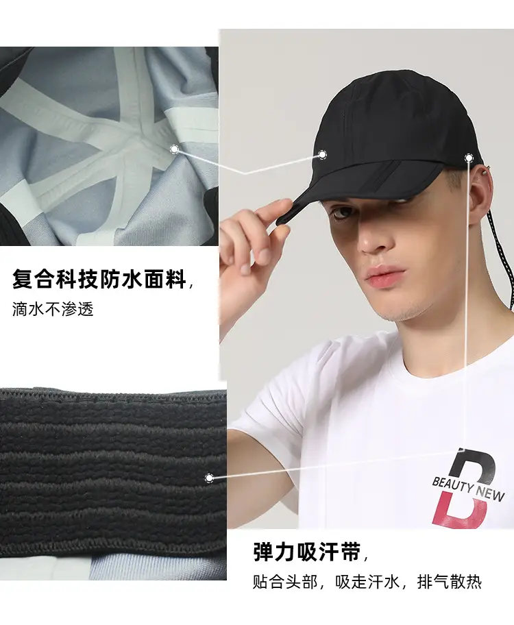 Black Foldable Rainproof Cap for Outdoor Travel — feature 19