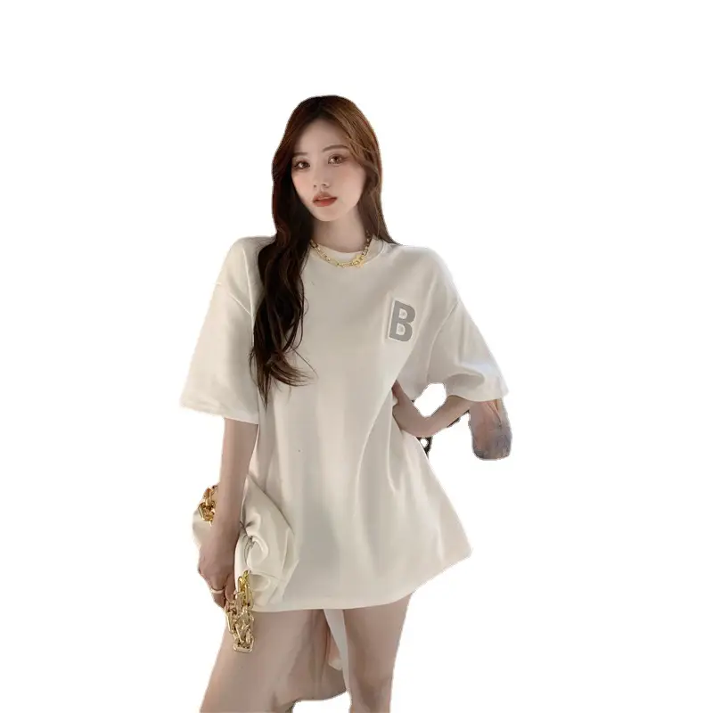 Women 2Pc White B Printed T-Shirt with Fur Bag - Image 7