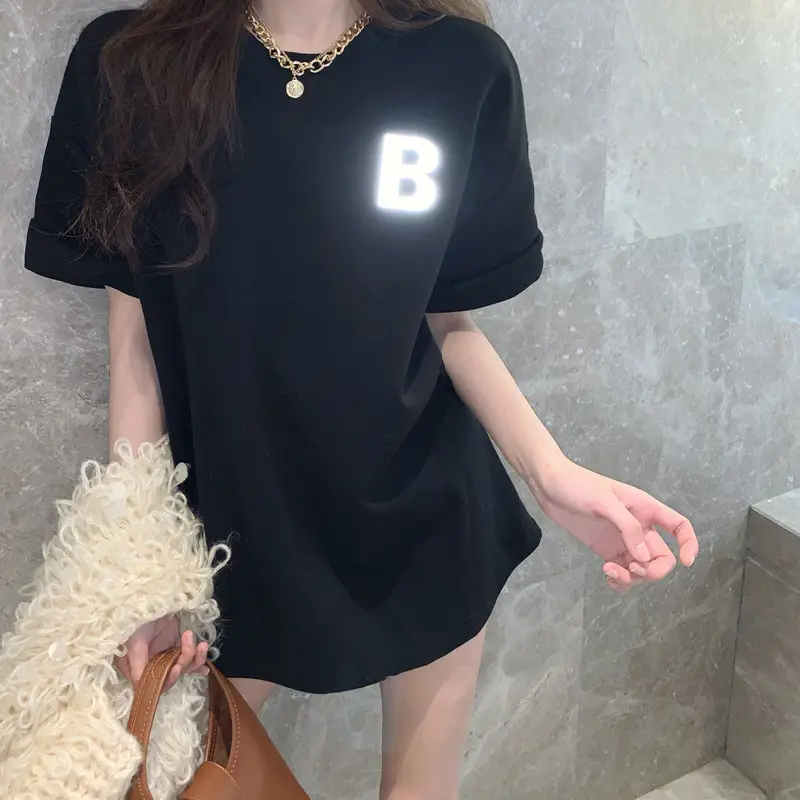 Women 2Pc White B Printed T-Shirt with Fur Bag — feature 22