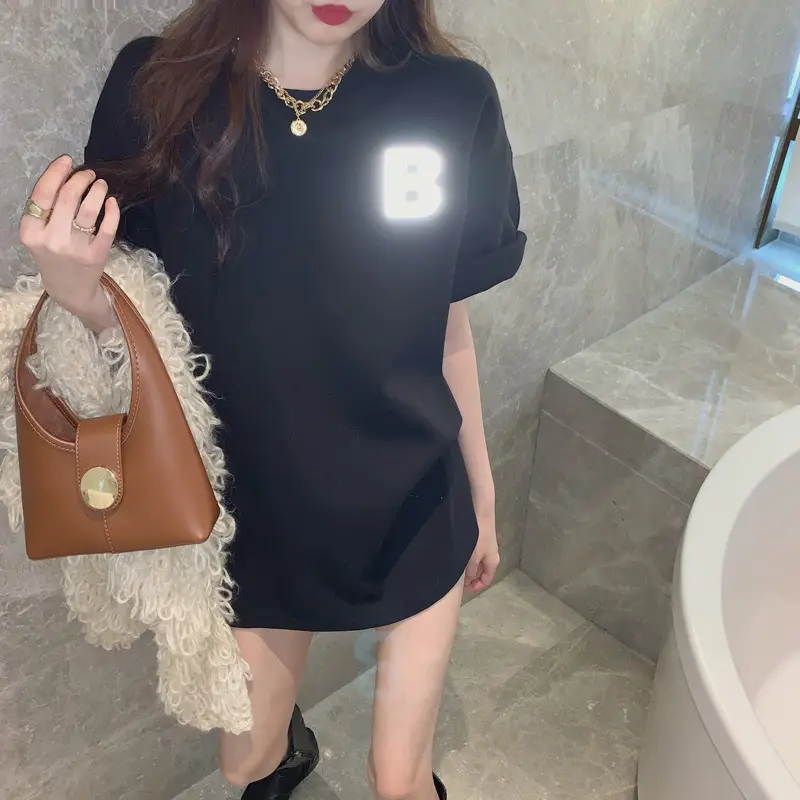 Women 2Pc White B Printed T-Shirt with Fur Bag — feature 23