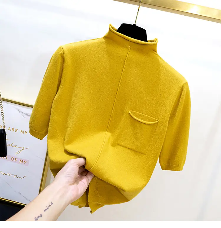 Black Korean Style Mid-Sleeve Pullover Top for Women — feature 1