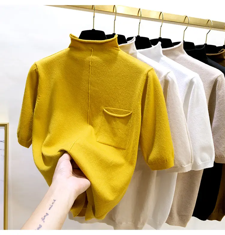 Black Korean Style Mid-Sleeve Pullover Top for Women — feature 3