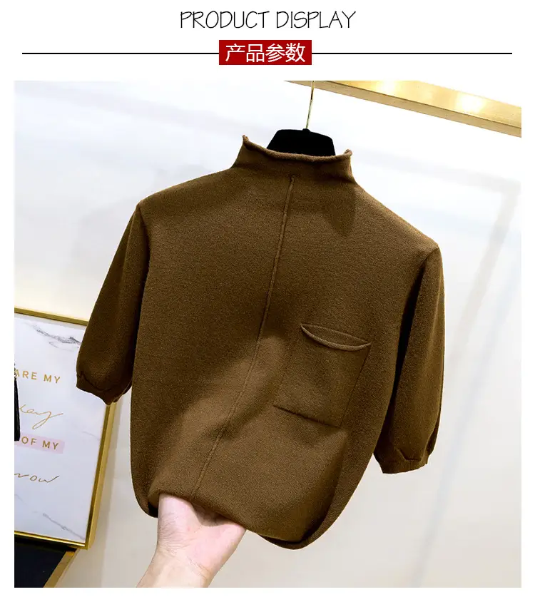 Black Korean Style Mid-Sleeve Pullover Top for Women — feature 7