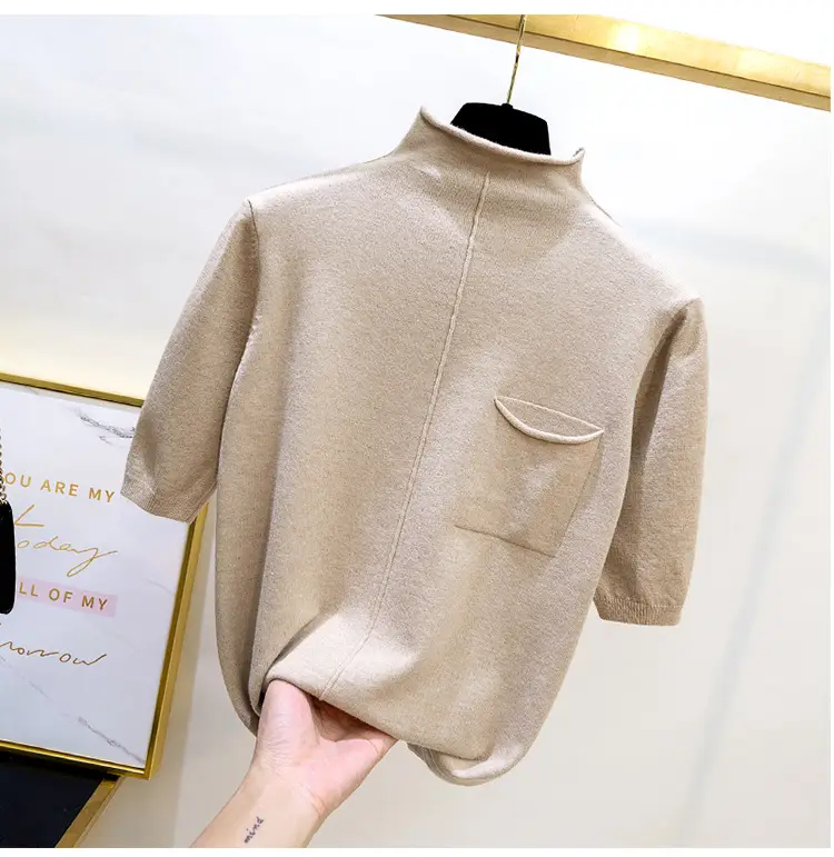 Black Korean Style Mid-Sleeve Pullover Top for Women — feature 9