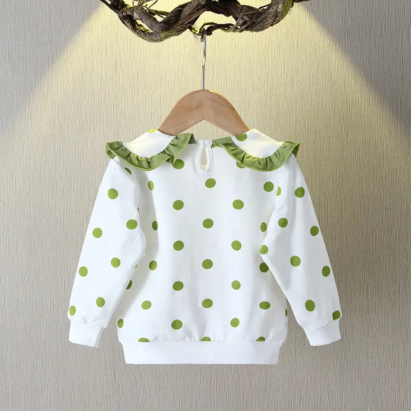 Girls Polka Dot Long Sleeve Sweatshirt White Pink - Image 4
