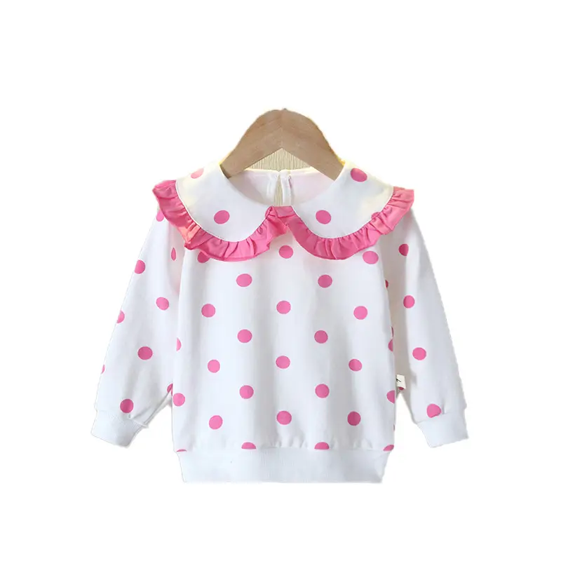 Girls Polka Dot Long Sleeve Sweatshirt White Pink - Image 5