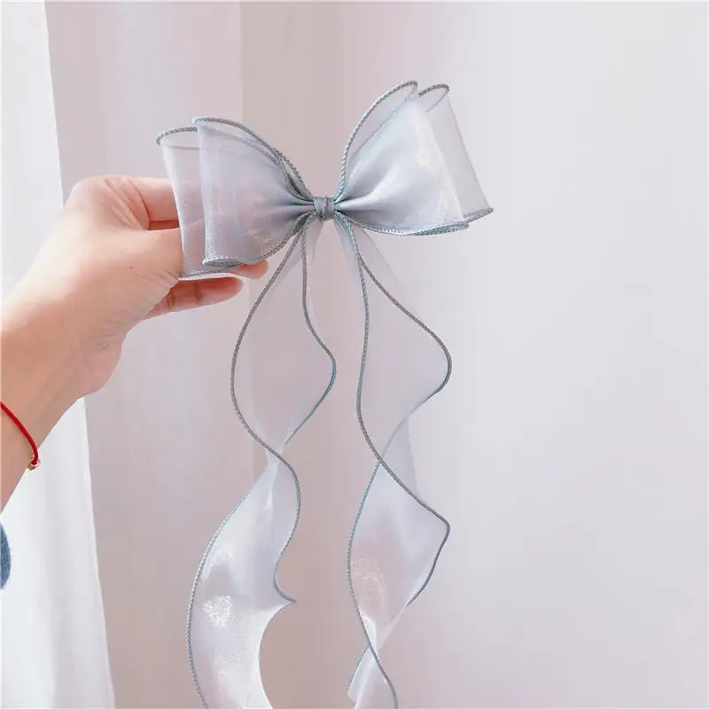 Clear Silver Bow Ribbon Hairpin for Women - Image 7